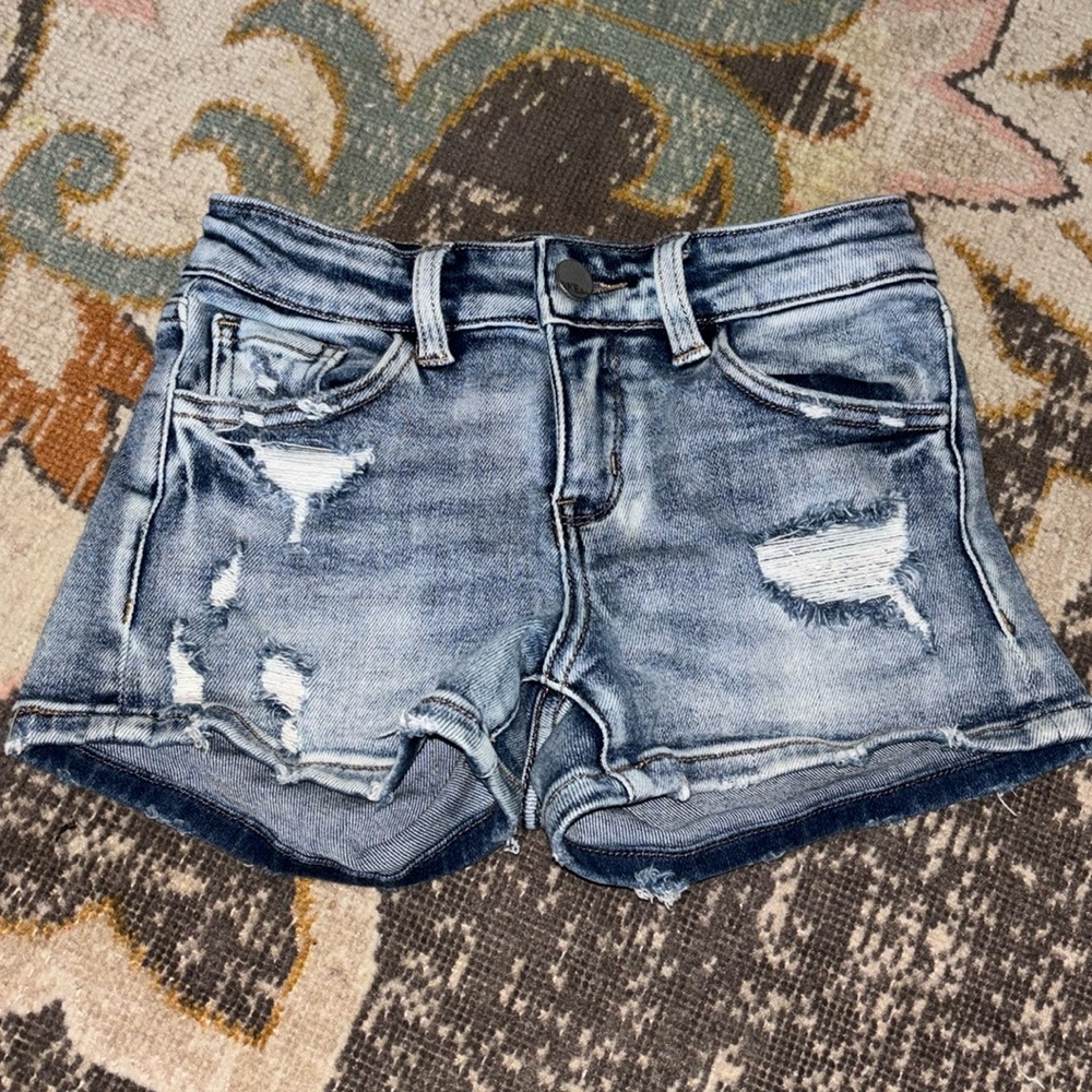 Girls, distressed with holes, jean shorts